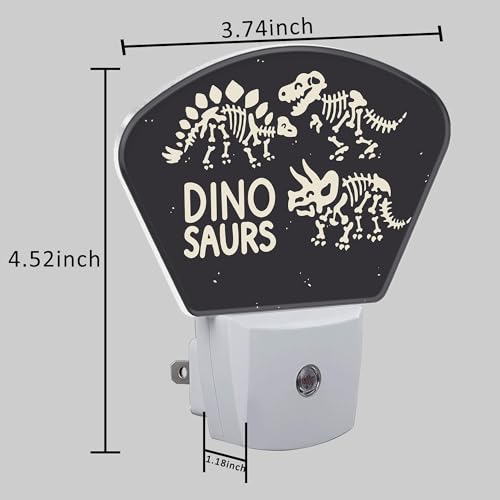 Image of Cute Skeletons of Dinosaurs Night Light for Kids, Dinosaurs Skeletons LED Night Light Plug into Wall with Dusk to Dawn Sensor for Girls Boys Bedroom, Hallway, Kitchen, Bathroom, Stairs Decor