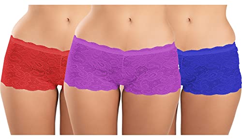 Image of FIMS - Fashion is my style Cotton Lycra Net Boy Short Panty for Womens, Mid Rise, Satin, Hipster Panties, Daily Use, Back and Front Coverage, Brief, See Main Image to Check How Many Panty You Will Get