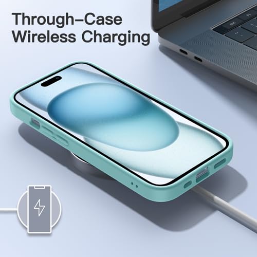 Image of JETech Matte Cover Case for iPhone 15 6.1-Inch, Shockproof Military Grade Drop Protection, Frosted Translucent Back Phone Cover, Anti-Fingerprint (Bright Blue)