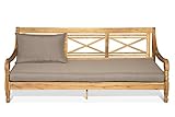 LANTERFANT Loungebank Roos Relaxliege Sofa Kissen Bett Teakfarbe und Taupe - 2
