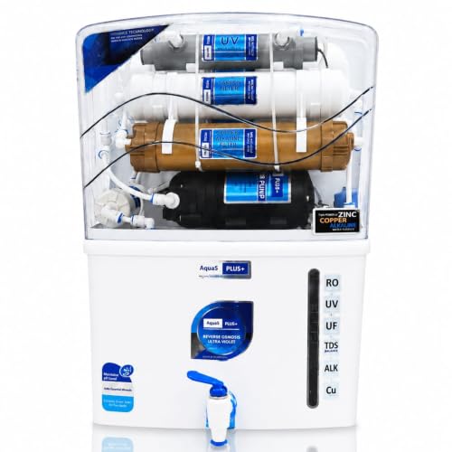 Image of Aqua Grand+ Aqua Water Purifier for Home RO+UV+UF+TDS | Copper + Mineral Guard + Alkaline | For Borewell & Hard Water | 12L| ISI Approve |10 Stage | White Gold | Saves 60% water
