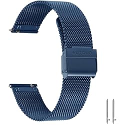 EUTOUR Stainless Steel Mesh Watch Band Milanese Mesh Strap Adjustable Replacement Quick Release Mesh Watch Straps for Men Women 20MM