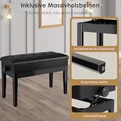 Tabouret Piano Réglable en Hauteur 72x33x58CM, Siege Piano avec Espace de Rangement, Chaise Piano Pieds en Bois Massif, Banc Piano avec Coussin en Cuir PU, Tabouret de Piano Charge Maximale 200KG,Noir - Les Beatles, Paul McCartney, John Lennon, RIngo Starr, George Harrison Tabouret Piano Réglable en Hauteur 72x33x58CM, Siege Piano avec Espace de Rangement, Chaise Piano Pieds en Bois Massif, Banc Piano avec Coussin en Cuir PU, Tabouret de Piano Charge Maximale 200KG,Noir – Image 6