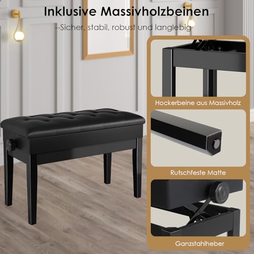 Tabouret Piano Réglable en Hauteur 72x33x58CM, Siege Piano avec Espace de Rangement, Chaise Piano Pieds en Bois Massif, Banc Piano avec Coussin en Cuir PU, Tabouret de Piano Charge Maximale 200KG,Noir - Les Beatles, Paul McCartney, John Lennon, RIngo Starr, George Harrison Tabouret Piano Réglable en Hauteur 72x33x58CM, Siege Piano avec Espace de Rangement, Chaise Piano Pieds en Bois Massif, Banc Piano avec Coussin en Cuir PU, Tabouret de Piano Charge Maximale 200KG,Noir – Image 7