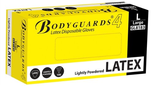 Polyco Bodyguards4 Powdered Disposable Latex Gloves Large Ref GL8183 [Pack 100]