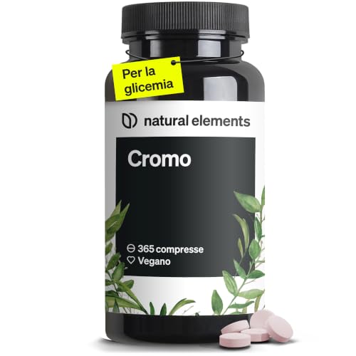 Cromo (picolinato di cromo) - alto dosaggio di 200 μg di cromo per compressa - 365 compresse - vegano, senza additivi inutili - prodotto e testato in laboratorio in Germania