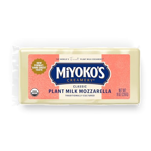 MIYOKO'S CREAMERY Fresh Vegan Mozzarella, Organic Classic Plant Milk Cheese, Dairy Free, 8 oz. (1-pack)