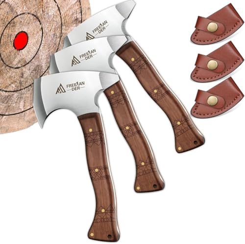 Freelander 8.3'' Throwing Axe Set Leather Sheath, 3 Pack