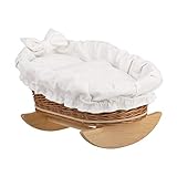 Edredón blanco extraíble Una cama mecedora, una cuna mecedora, un columpio de mimbre para muñecas, cama de muñecas.