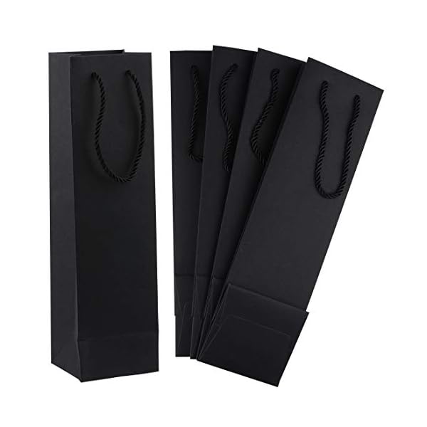 Sdoot Black Wine Bags, 50 Pack 3.7 x 3.5 x 13.8 Wine Bags Bulk Kraft