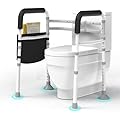 WISDEER Toilet Safety Rails Stand Alone - Adjustable Detachable Toilet Safety Frame with Handles for Elderly and Handicapped - Heavy-Duty Toilet Safety Rails Fit Most Toilets