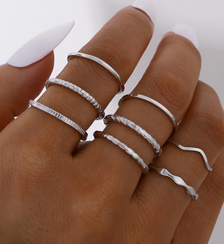 iF YOU 25 Pcs Gold Stackable Ring Set for Women, Chunky Knuckle Finger Midi Rings, Silver Simple Stacking Cute Rings Pack Trendy Stuff Jewelry Gift - Image 5