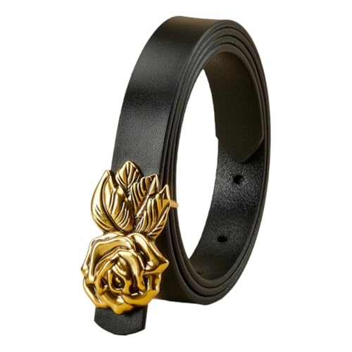 CHENZKBD Ledergürtel Designergürtel Mit Rose -Design, Exquisitem Und Modischem Gürtel-schwarz-105 cm