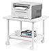 COSTWAY Soporte para Impresora con Rueda Giratoria 360⁰ Estante de 2 Niveles Almacenamiento Carro de Fotocopiadoras para Hogar Oficina (Blanco)