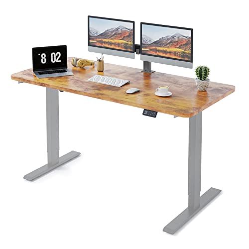 MAIDeSITe Höhenverstellbarer Schreibtisch 140 x 70 cm - Schreibtisch Höhenverstellbar Elektrisch mit 4 LED Memory-Steuerung - Sitz & Stehpult -Schreibtisch Höhenverstellbar mit Tischplatte (