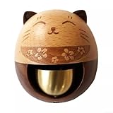 Photo Gallery hasaller campanello decorativo per porta a forma di gatto con scritta "a wealth attracting", design con gatto fortunato, in ebano, in legno e ottone Photo Gallery hasaller campanello decorativo per porta a forma di gatto con scritta "a wealth attracting", design con gatto fortunato, in ebano, in legno e ottone