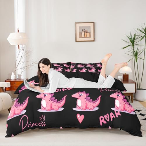 Feelyou Girls Dinosaur Duvet Cover Queen Size for Baby — view 3