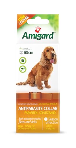 Amigard Antiparasitenband für Hunde, 60 cm, wasserfest, zurückschneidbar, gegen Zecken, Milben und Flöhe, ohne Chemie für eine natürliche Fellpflege