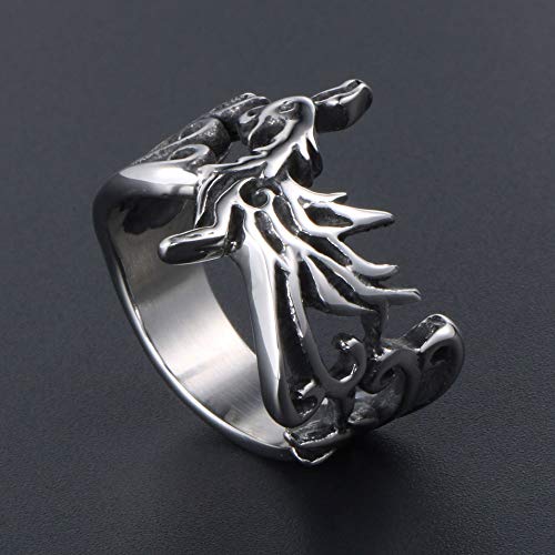 HIJONES Stainless Steel Phoenix Dragon Ring for Men Women Vintage Celtic Statement Chinese Jewelry2