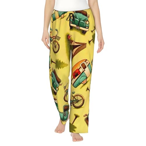 Pantalon de pyjama en polyester doux imprimé vélo pour femme