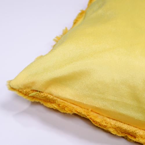 Image of TIED RIBBONS Set of 2 Soft Cushion Covers for Sofa & Bed (Mustard, 16 x 16 Inch) - Premium Decorative Throw Pillow Covers for Living Room, Bedroom & Home Decor