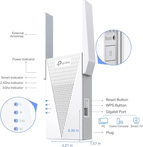 NEW TP-Link RE715X WiFi 6 AX3000Mbps WiFi Extender Booster, Internet Booster,3.0 Gbps Dual Band Wi-Fi,WiFi Booster Range Extender, EasyMesh,Smart Roaming, WiFi Repeater,App Control Easy Setup,UK Plug