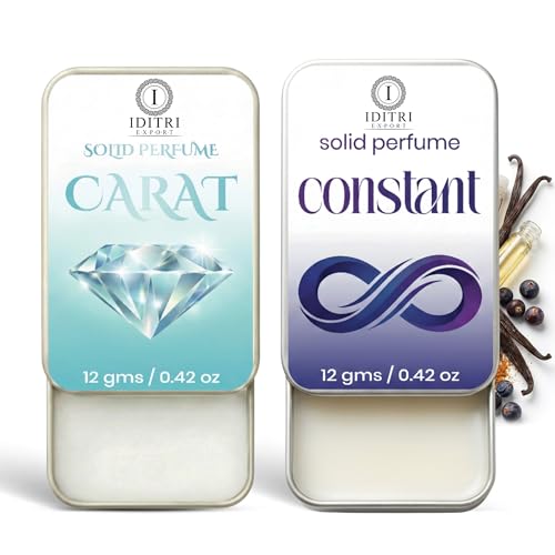 Image of Solid Perfume |Carat&Constant Alcohol Free Wax Perfume Balm, Long Lasting | Pocket Tin 12g, Pack Of 2| Non Greasy Smooth Glide, Travel Friendly Men And Women