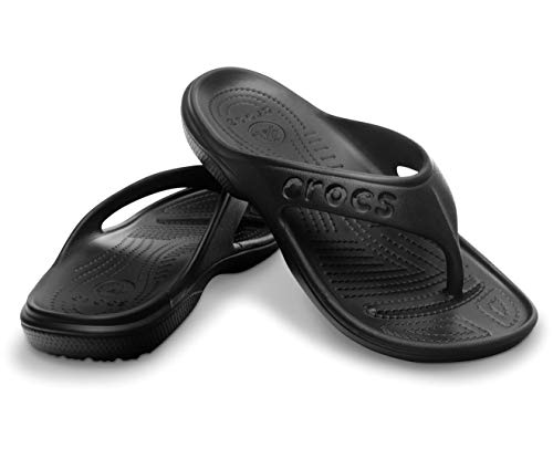 Image of crocs Unisex Baya Black Rubber Flip Flops Thong Sandals