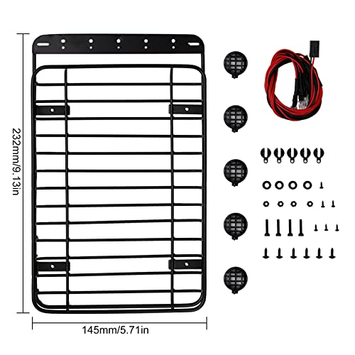 INJORA RC 1/10 Metal Roof Rack Luggage with 5 LED Set for 1/10 RC Crawler Car Traxxas TRX-4 Axial SCX10 90046 SCX10 III AXI03007(Set B) - Image 2