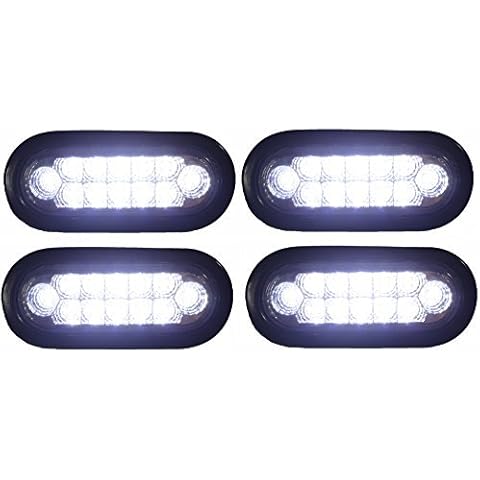 Autosmart 4 Clear 6" Oval Sealed 12 DIODE LED Back-UP Reverse Fog White Light Kit with Light, Grommet and Plug for Truck,Trailer Features Chrome Reflector Inside The Lens. Strong Light!!! Cover