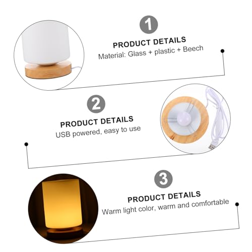 Lámpara de mesa LED cilíndrica de madera con control táctil miniatura 5