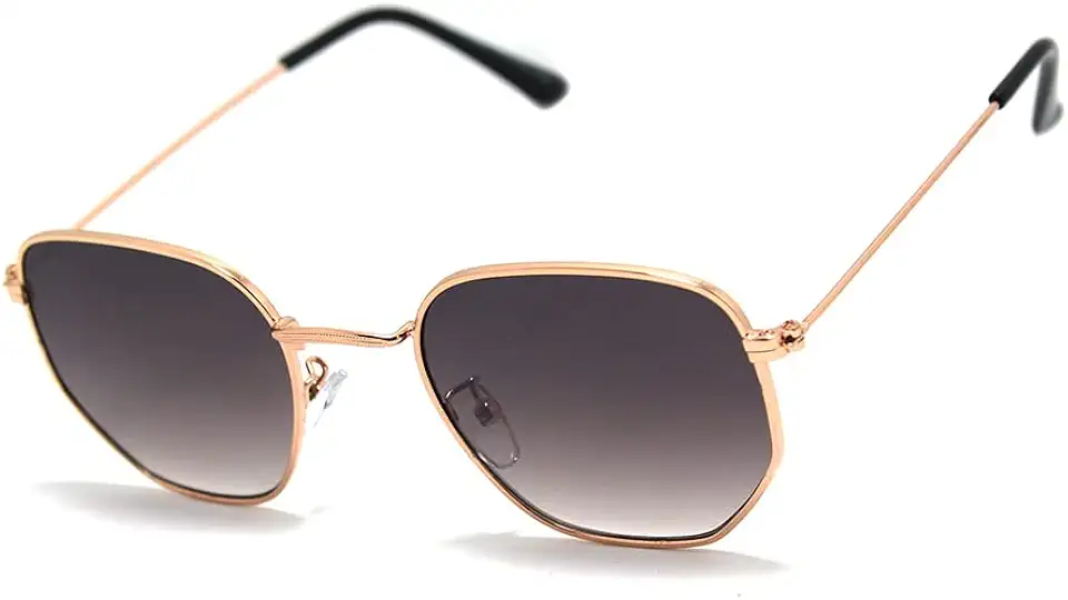 Óculos De Sol Hexagonal Unissex Com Proteção Uv-400 Acompanha Estojo Ho-22 Cor: Rose