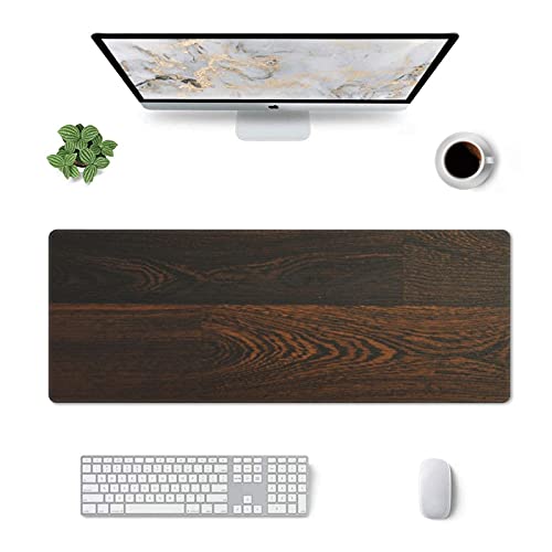 Tapis de souris de jeu en bois XL - Grand tapis de souris long et long - Antidérapant - En caoutchouc - Avec bords cousus - Pour ordinateur portable, maison, bureau - 80 x 29 x 0,3 cm