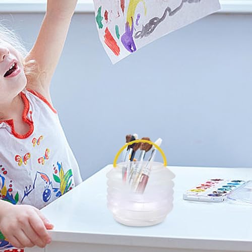 Tachiuwa Balde de lavagem de pincel com alça, pincel dobrável para pintura, barril de água