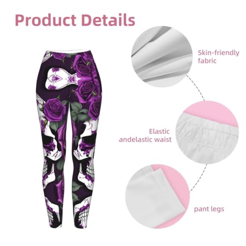 Leggings de compresión moldeadores que no se bajan con estampado de rosas moradas 6