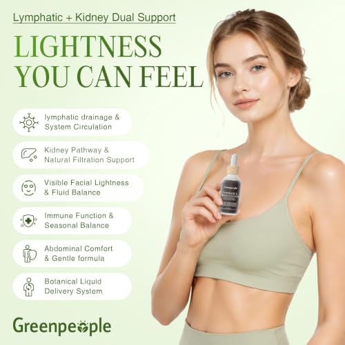 GREENPEOPLE Lymphatic Drainage & Kidney Cleanse & Detox Drops, 60ml(2 Pack) | Lymphatic Drainage Supplements with Cleavers, Echinacea & Dandelion for Fluid Balance, Daily Cleanse, Immune & Lymph Support - image 3