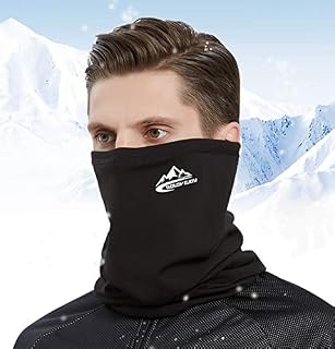 Mutifunctional Face Shield UV Resistance - Elastic Ice Silk Headwear Bandana Scarf Breathable Snood, Cooling Sports Neck Gaiter for Running Hiking Cycling (1(Super Warming-black))