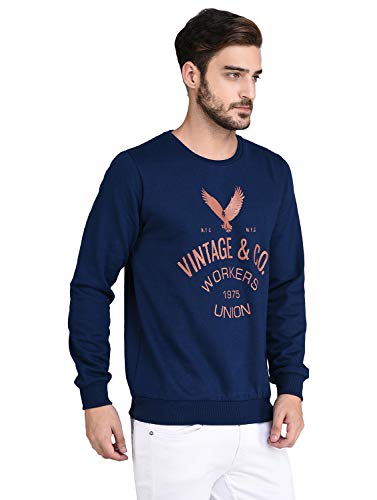 Image of Rigo Fleece Printed Round Neck Sweatshirt for Men | Full Sleeves Sweatshirt for Men | Casual Wear & Stylish Sweatshirts for Men