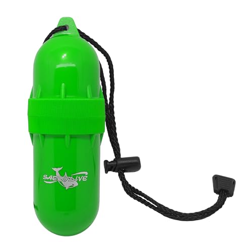Boîte étanche cylindrique porte-clés taille L verte pour plongée avec tuba