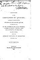 A Lecture on the Usefulness of Lyceums 1517552834 Book Cover