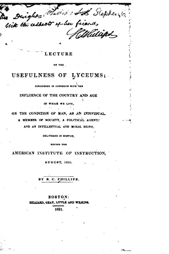 A Lecture on the Usefulness of Lyceums