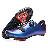 ARTVEP Fahrradschuhe Herren Damen Rennradschuhe MTB Radschuhe Kompatibel mit Look SPD SPD-SL Delta Lock Pedal Reitschuhe Peloton Schuhen Blau EU42 / 260