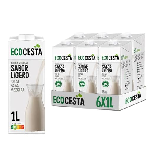 Ecocesta - Pack de 6 Unidades de 1 L de Bebida Ecológica Vegetal Que no Sabe a Bebida Vegetal - Sin Azúcar Añadido y Sin Gluten - Apto para Veganos - Ideal para Tomar Sola, con Café o en Batidos
