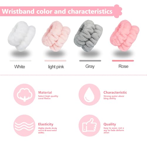 Image of 8pcs Wrist Bands for Washing Face, Arm Face Wash Wristbands, Wrist Towels Cuffs for Washing Face, Wrist Water Catcher, Microfiber Spa Skincare Sweat Wristbands for Women