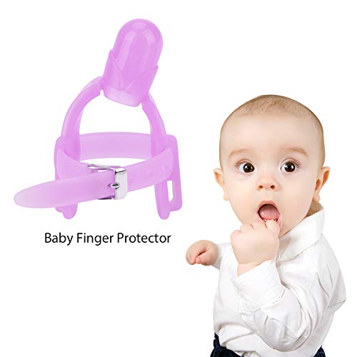 Image of Thumb Sucking Finger Protector, Adjustable Biting Teether Soft Silicone Finger Guard Thumb Protector for Babies 3 Months and Above(Purple)