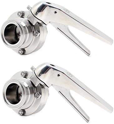 QiiMii 1.5" Sanitary Tri Clamp Butterfly Valve, 304 Stainless Steel Trigger Handle with EPDM Seal, 2 Pack
