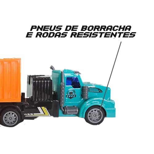 Carreta de Controle Remoto Recarregável Caminhão com Luz na Cabine se move em todas as direções