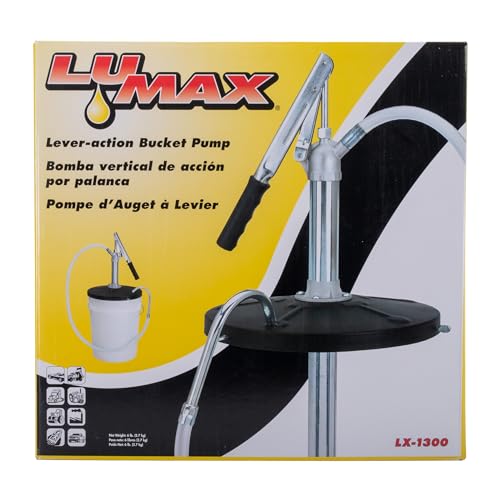LUMAX Black LX-1300 Lever Bucket 5 Gallon Pails. Smooth, Easy Pumping Action dispenses All Types of Lubricants, Even in The Coldest Weather