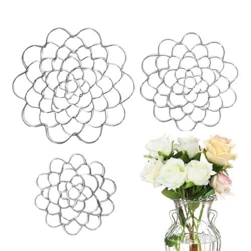 Portable Flower Grid - Soporte para tallo de hierro, herramienta de arreglo floral de 3 piezas, estructura de soporte para plantas con metal resistente, separador de tallo de jarrón para ramos