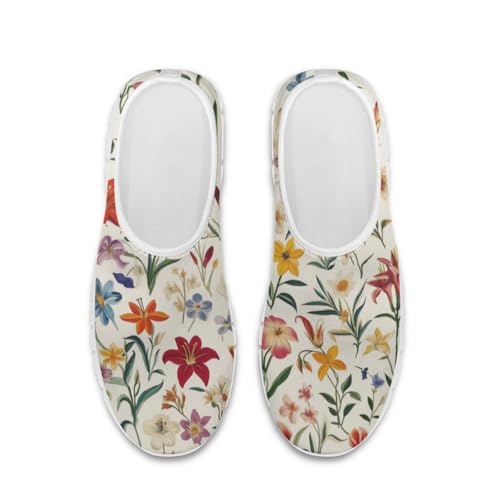 Image of Floral Sneakers for Women Colorful Art Shoes for Women Slip On Casual Work Shoes